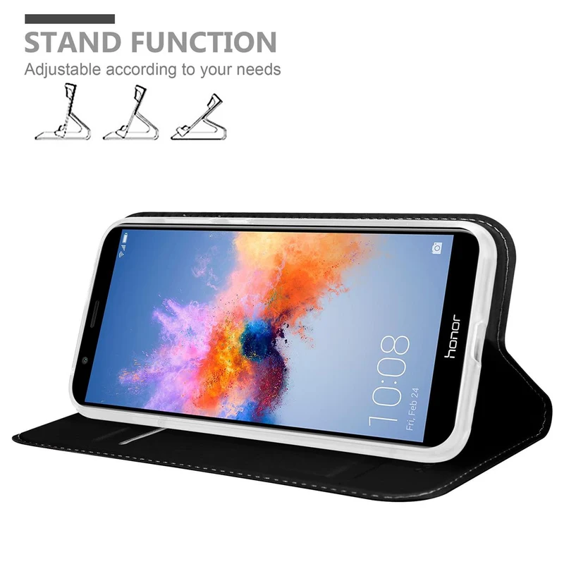Cadorabo Hülle kompatibel mit Honor 7X Schutzhülle mit Magnetverschluss, Standfunktion und Kartenfach