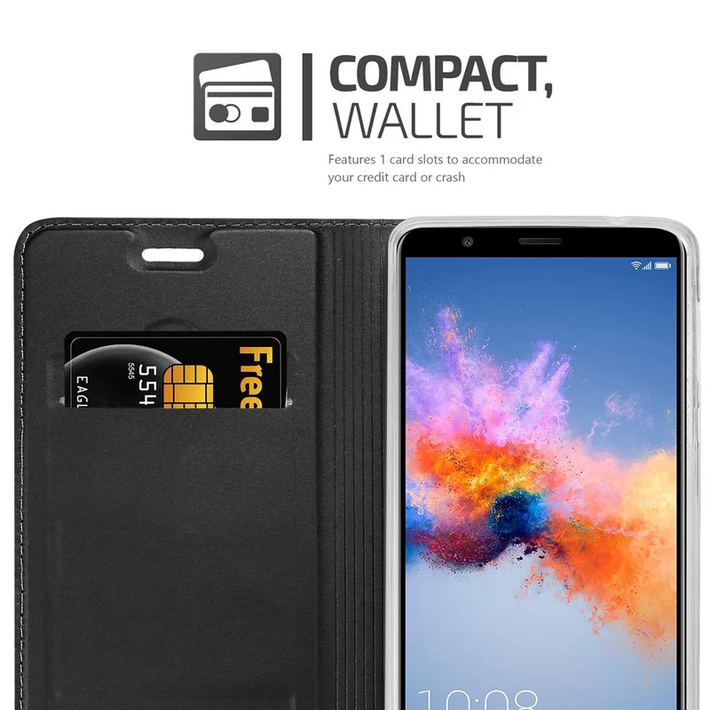 Cadorabo Hülle kompatibel mit Honor 7X Schutzhülle mit Magnetverschluss, Standfunktion und Kartenfach