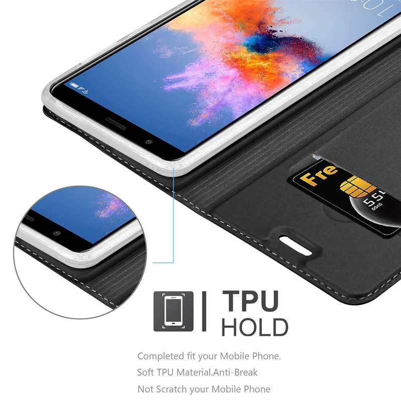 Cadorabo Hülle kompatibel mit Honor 7X Schutzhülle mit Magnetverschluss, Standfunktion und Kartenfach