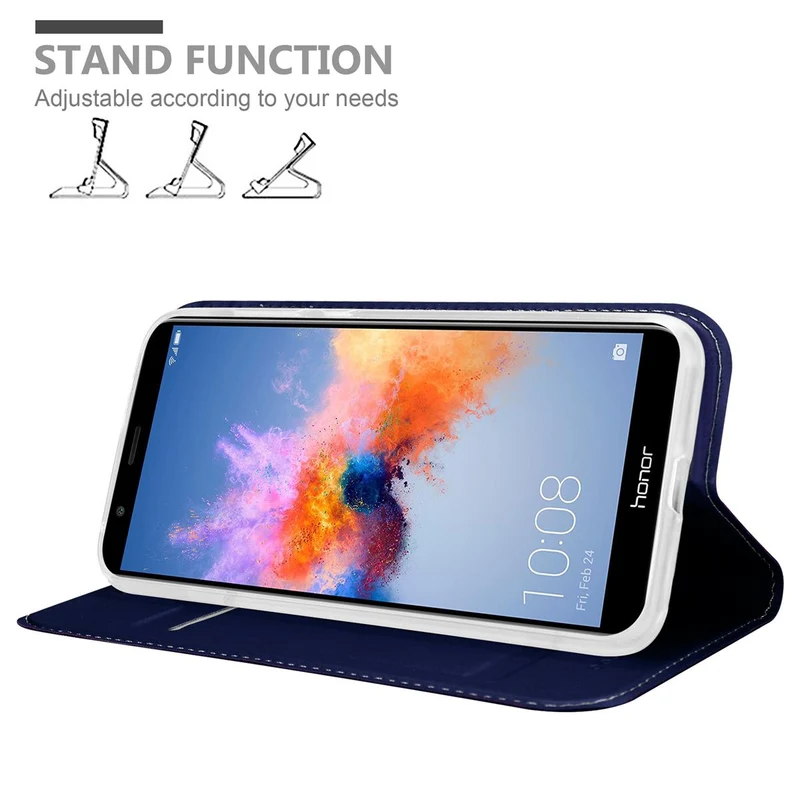 Cadorabo Hülle kompatibel mit Honor 7X Schutzhülle mit Magnetverschluss, Standfunktion und Kartenfach