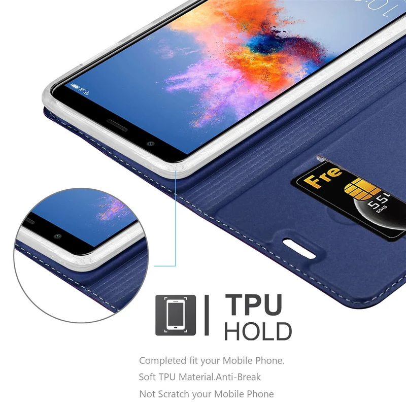 Cadorabo Hülle kompatibel mit Honor 7X Schutzhülle mit Magnetverschluss, Standfunktion und Kartenfach