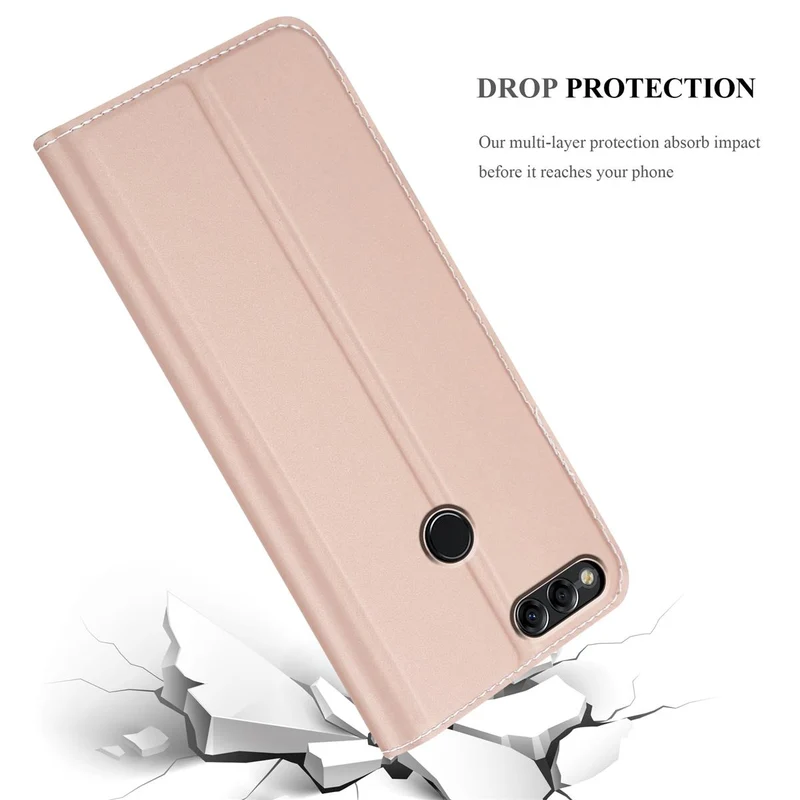 Cadorabo Hülle kompatibel mit Honor 7X Schutzhülle mit Magnetverschluss, Standfunktion und Kartenfach