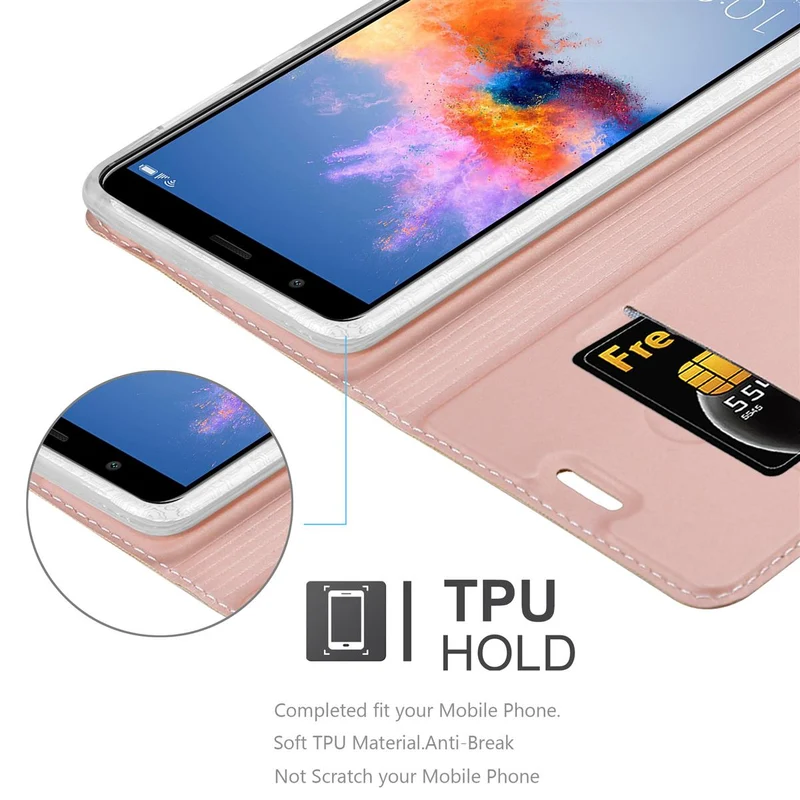 Cadorabo Hülle kompatibel mit Honor 7X Schutzhülle mit Magnetverschluss, Standfunktion und Kartenfach