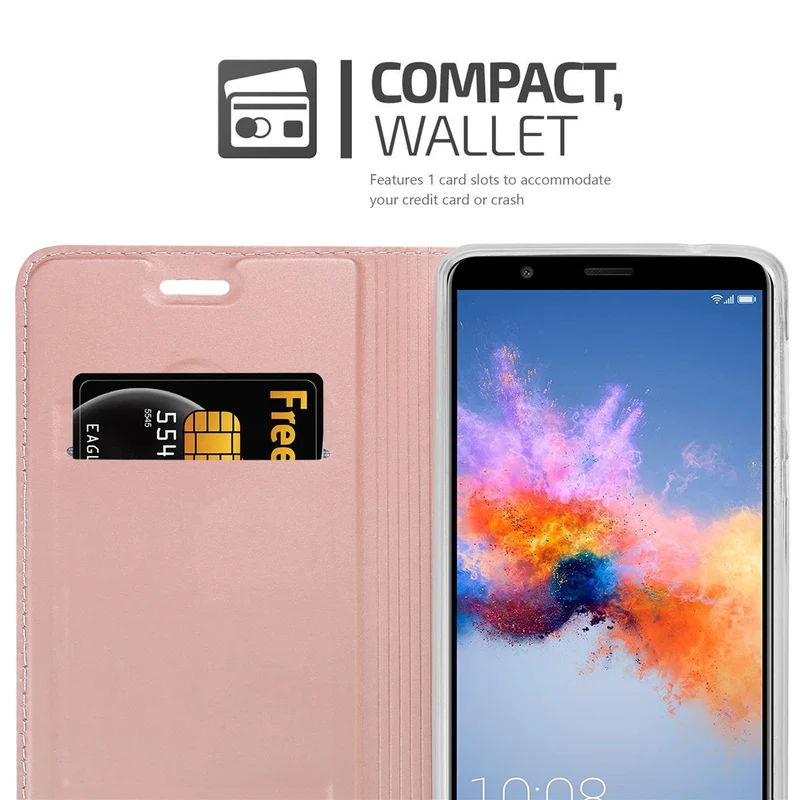 Cadorabo Hülle kompatibel mit Honor 7X Schutzhülle mit Magnetverschluss, Standfunktion und Kartenfach