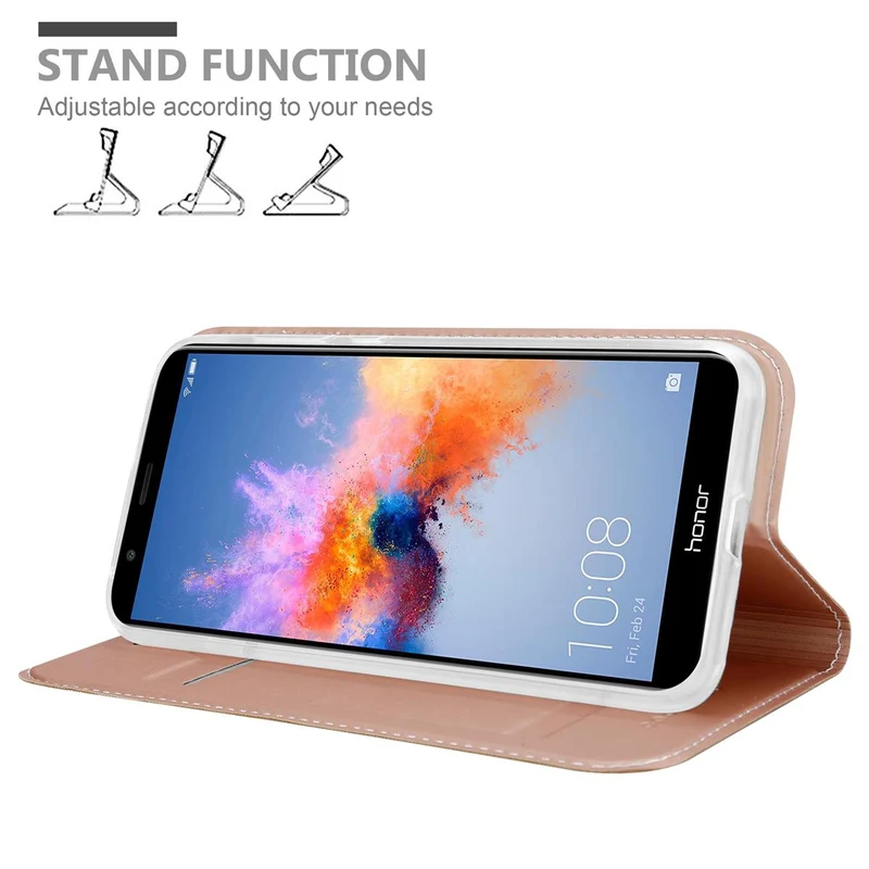 Cadorabo Hülle kompatibel mit Honor 7X Schutzhülle mit Magnetverschluss, Standfunktion und Kartenfach