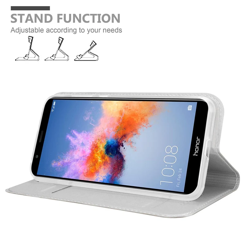 Cadorabo Hülle kompatibel mit Honor 7X Schutzhülle mit Magnetverschluss, Standfunktion und Kartenfach
