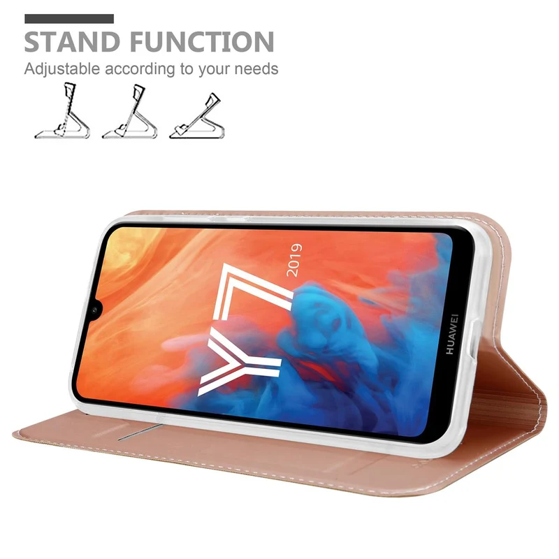 Cadorabo Hülle kompatibel mit Huawei Y7 2019 / Y7 PRIME 2019 Schutzhülle mit Magnetverschluss, Standfunktion und Kartenfach
