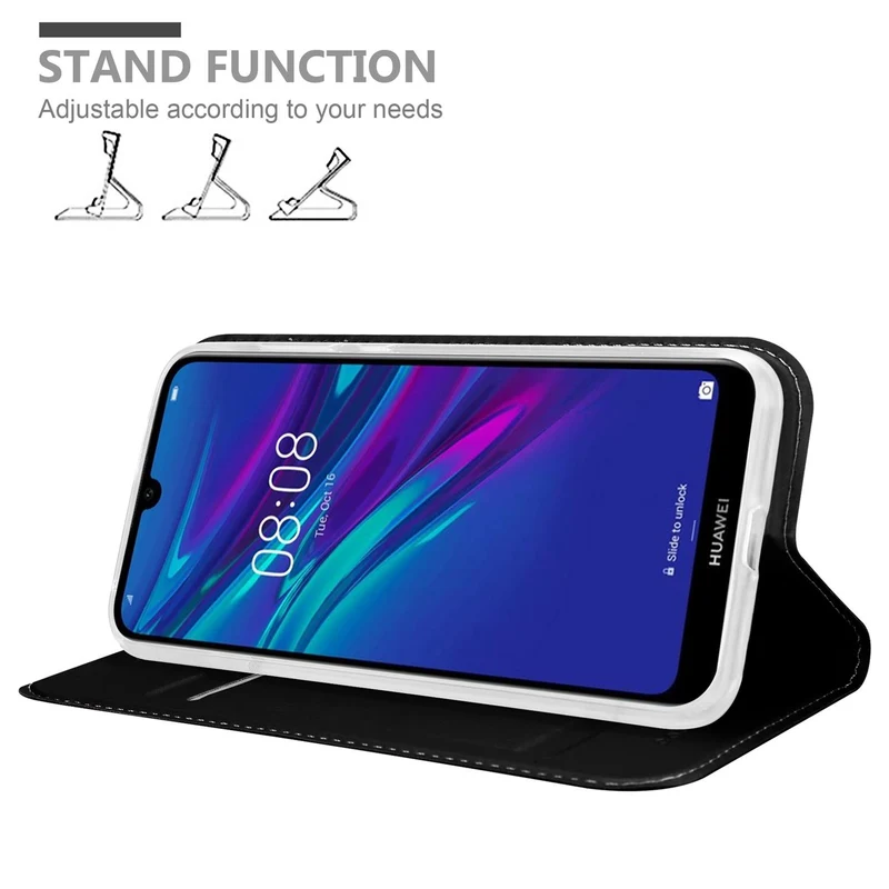 Cadorabo Hülle kompatibel mit Huawei Y6 2019 Schutzhülle mit Magnetverschluss, Standfunktion und Kartenfach