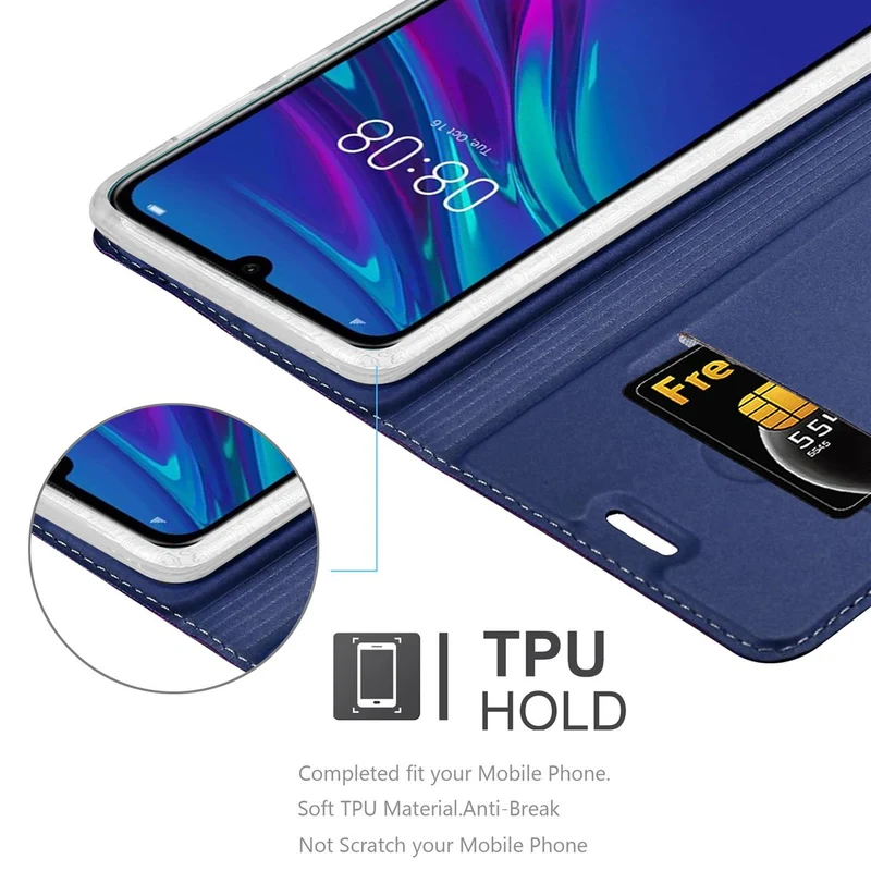 Cadorabo Hülle kompatibel mit Huawei Y6 2019 Schutzhülle mit Magnetverschluss, Standfunktion und Kartenfach