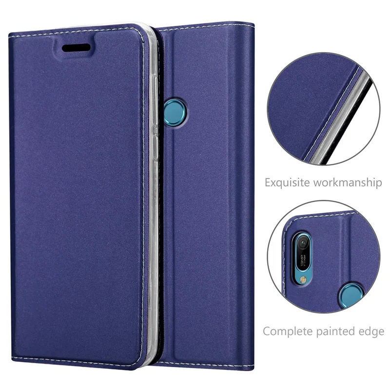 Cadorabo Hülle kompatibel mit Huawei Y6 2019 Schutzhülle mit Magnetverschluss, Standfunktion und Kartenfach