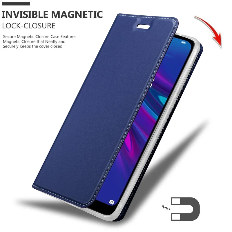 Cadorabo Hülle kompatibel mit Huawei Y6 2019 Schutzhülle mit Magnetverschluss, Standfunktion und Kartenfach
