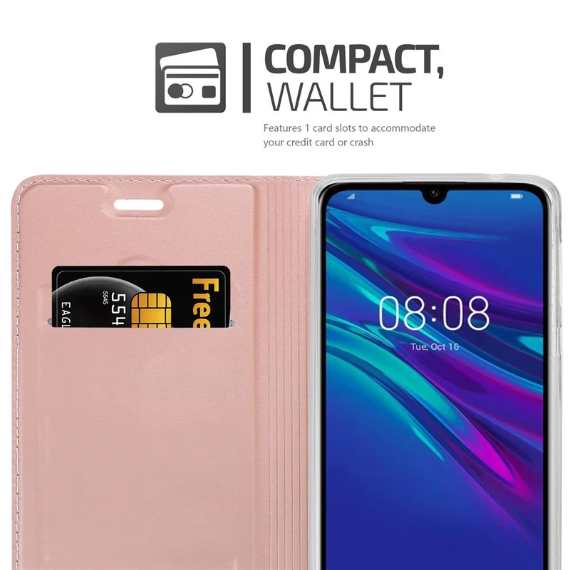 Cadorabo Hülle kompatibel mit Huawei Y6 2019 Schutzhülle mit Magnetverschluss, Standfunktion und Kartenfach
