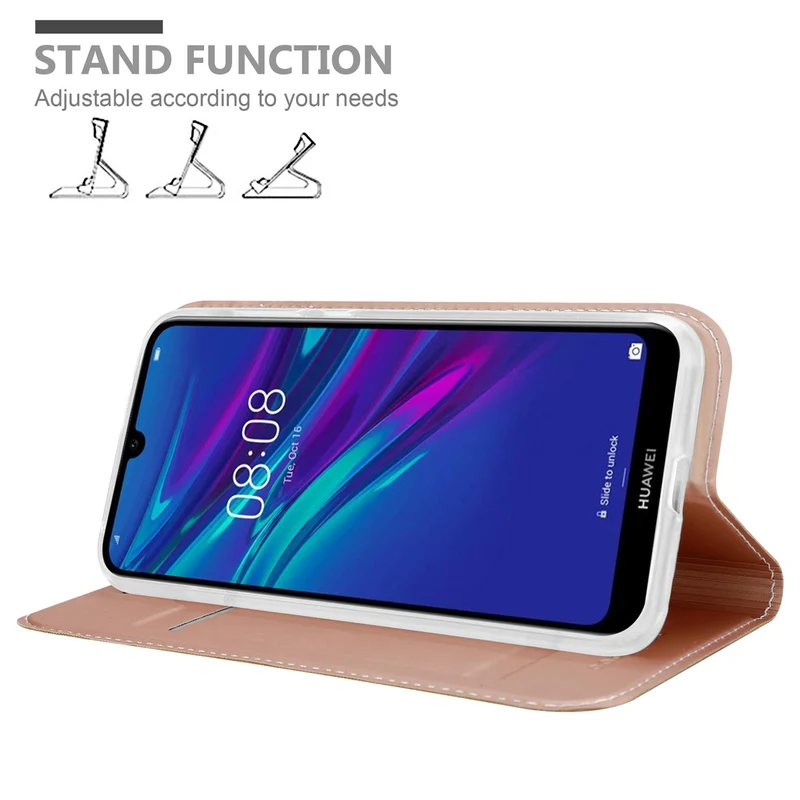 Cadorabo Hülle kompatibel mit Huawei Y6 2019 Schutzhülle mit Magnetverschluss, Standfunktion und Kartenfach