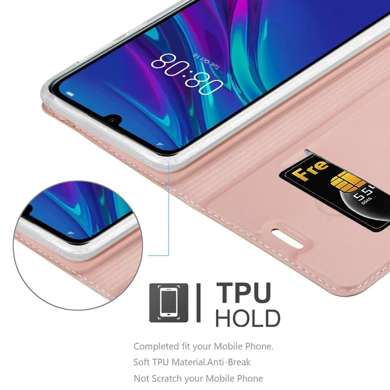 Cadorabo Hülle kompatibel mit Huawei Y6 2019 Schutzhülle mit Magnetverschluss, Standfunktion und Kartenfach