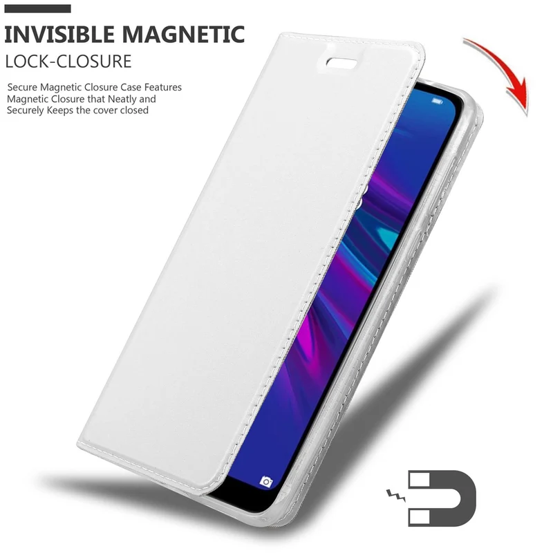 Cadorabo Hülle kompatibel mit Huawei Y6 2019 Schutzhülle mit Magnetverschluss, Standfunktion und Kartenfach