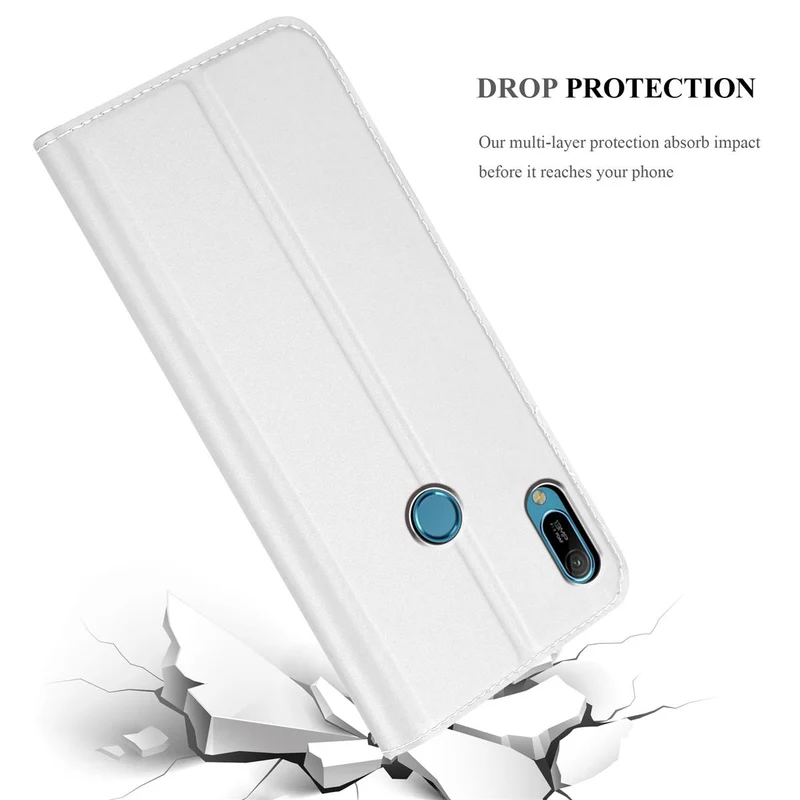 Cadorabo Hülle kompatibel mit Huawei Y6 2019 Schutzhülle mit Magnetverschluss, Standfunktion und Kartenfach