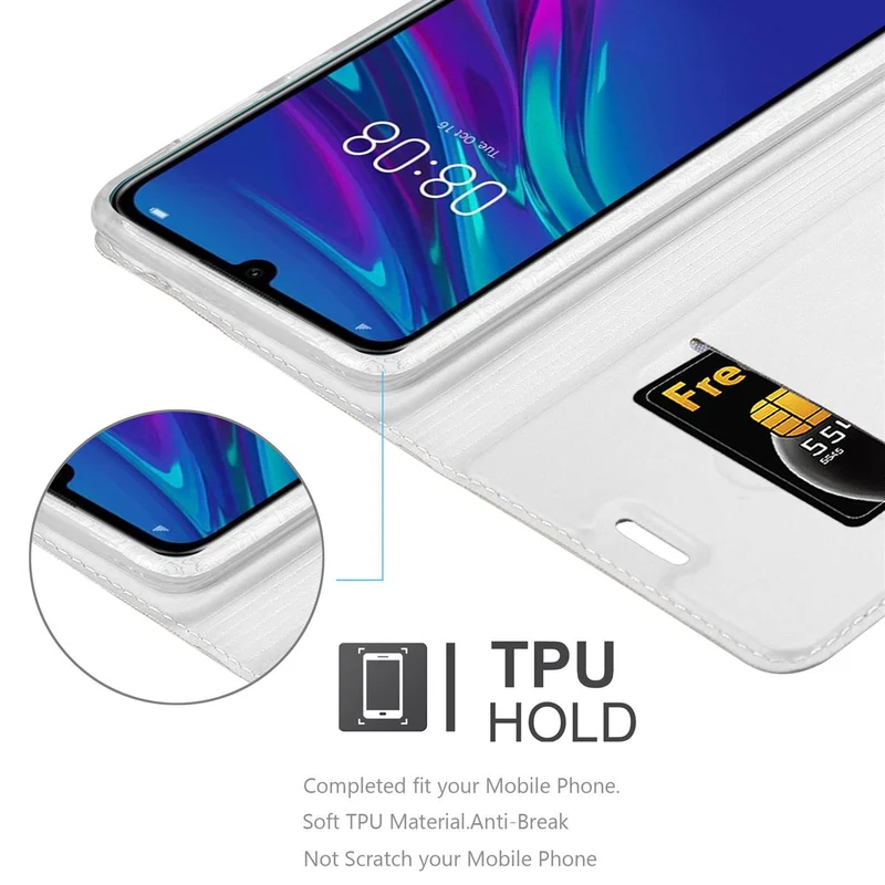 Cadorabo Hülle kompatibel mit Huawei Y6 2019 Schutzhülle mit Magnetverschluss, Standfunktion und Kartenfach