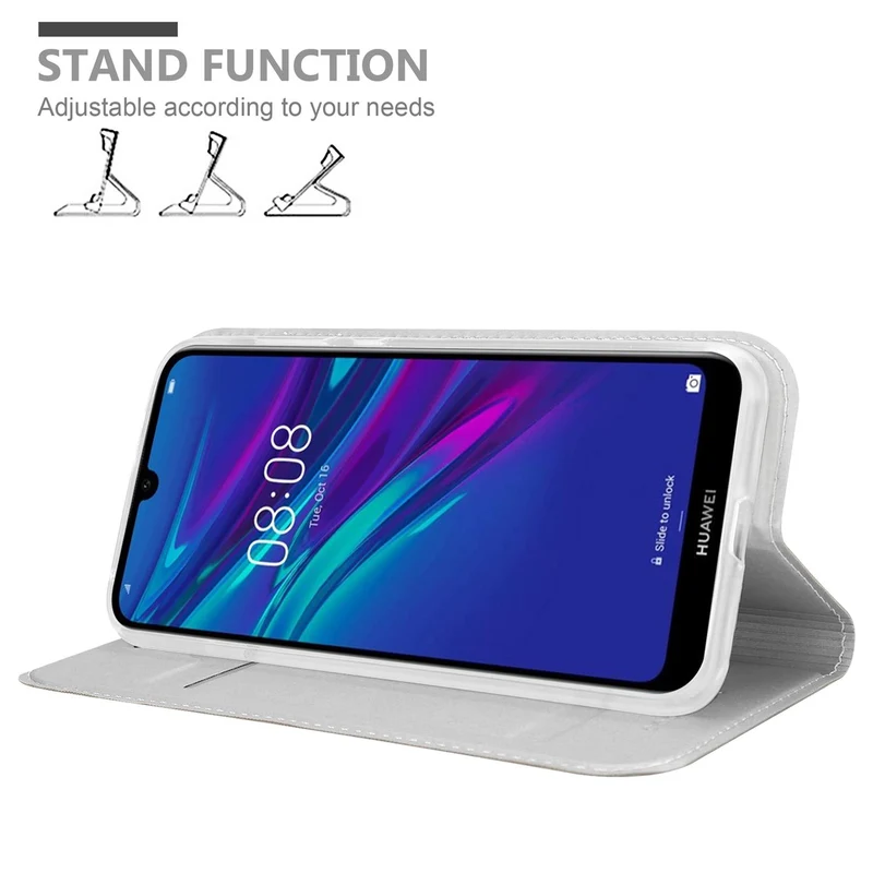 Cadorabo Hülle kompatibel mit Huawei Y6 2019 Schutzhülle mit Magnetverschluss, Standfunktion und Kartenfach