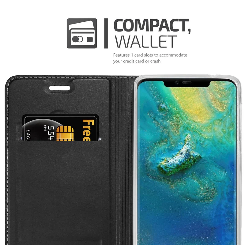 Cadorabo Hülle kompatibel mit Huawei MATE 20 PRO Schutzhülle mit Magnetverschluss, Standfunktion und Kartenfach