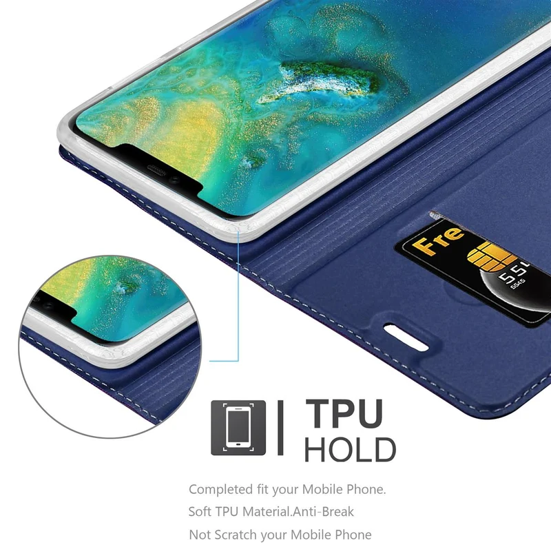 Cadorabo Hülle kompatibel mit Huawei MATE 20 PRO Schutzhülle mit Magnetverschluss, Standfunktion und Kartenfach