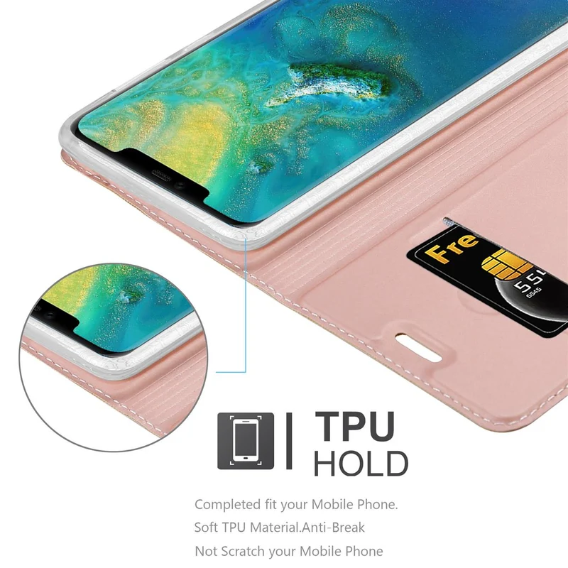 Cadorabo Hülle kompatibel mit Huawei MATE 20 PRO Schutzhülle mit Magnetverschluss, Standfunktion und Kartenfach
