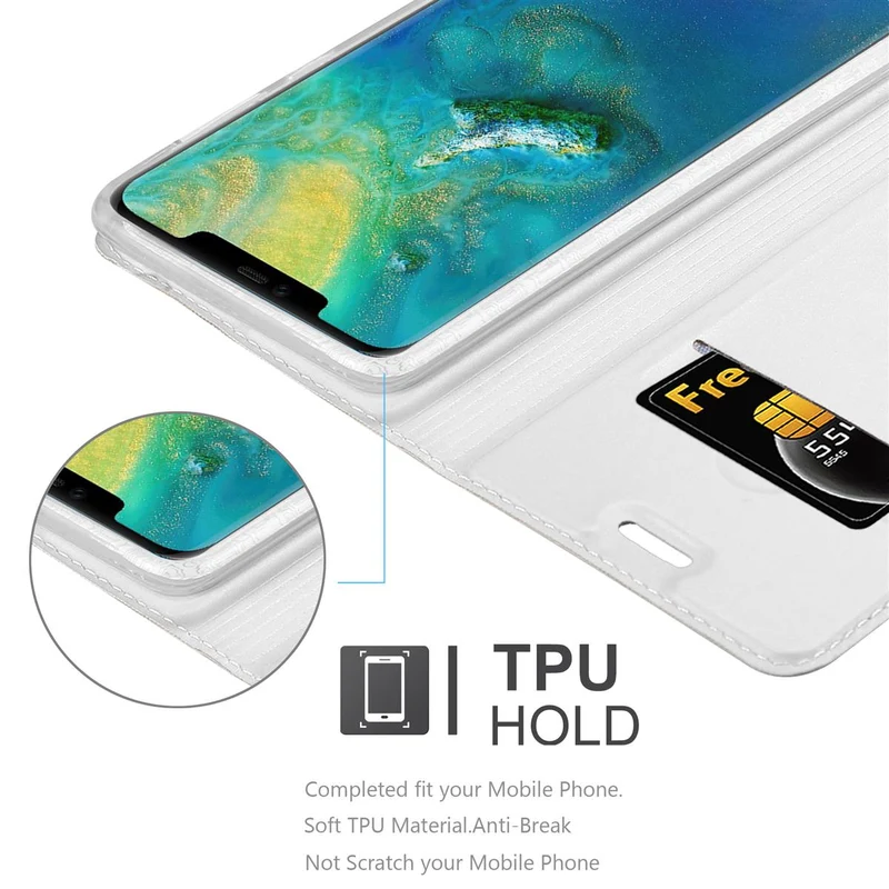 Cadorabo Hülle kompatibel mit Huawei MATE 20 PRO Schutzhülle mit Magnetverschluss, Standfunktion und Kartenfach