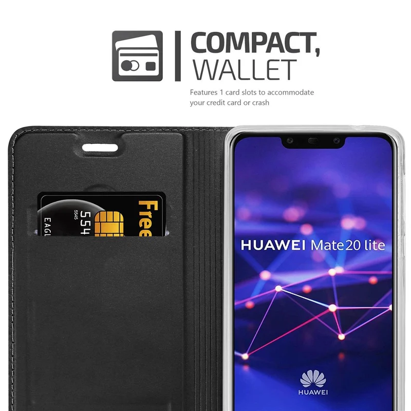 Cadorabo Hülle kompatibel mit Huawei MATE 20 LITE Schutzhülle mit Magnetverschluss, Standfunktion und Kartenfach