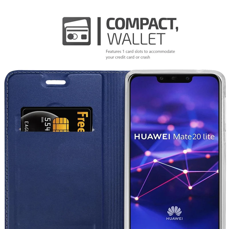 Cadorabo Hülle kompatibel mit Huawei MATE 20 LITE Schutzhülle mit Magnetverschluss, Standfunktion und Kartenfach