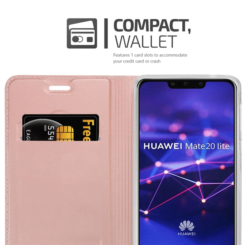 Cadorabo Hülle kompatibel mit Huawei MATE 20 LITE Schutzhülle mit Magnetverschluss, Standfunktion und Kartenfach