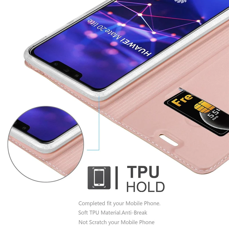 Cadorabo Hülle kompatibel mit Huawei MATE 20 LITE Schutzhülle mit Magnetverschluss, Standfunktion und Kartenfach