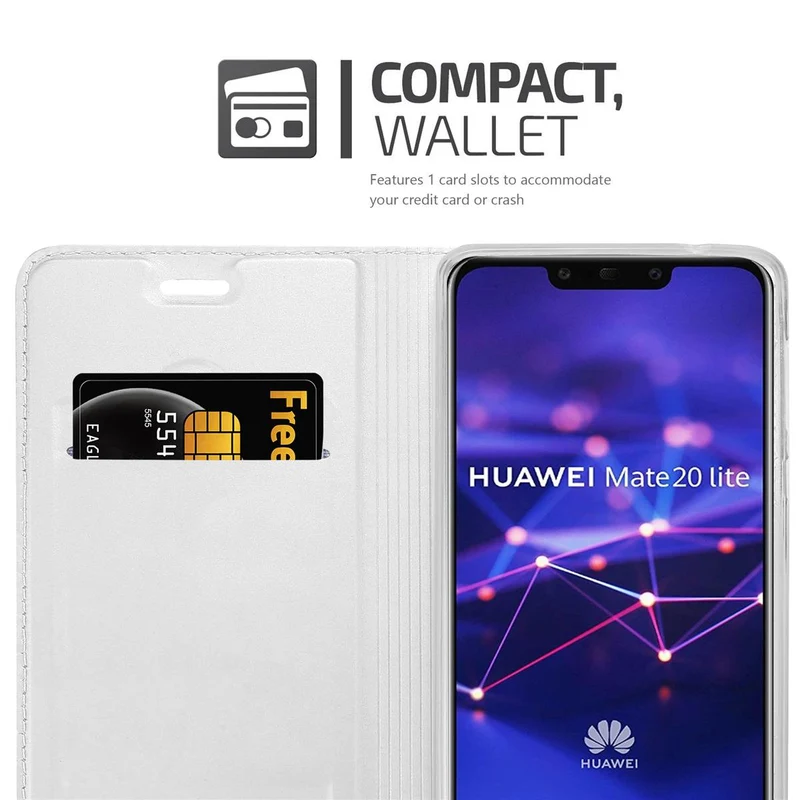 Cadorabo Hülle kompatibel mit Huawei MATE 20 LITE Schutzhülle mit Magnetverschluss, Standfunktion und Kartenfach