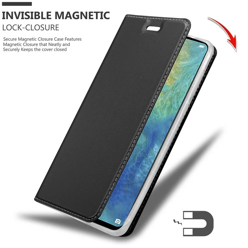 Cadorabo Hülle kompatibel mit Huawei MATE 20 Schutzhülle mit Magnetverschluss, Standfunktion und Kartenfach
