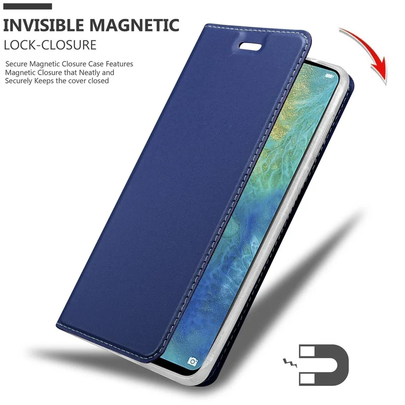 Cadorabo Hülle kompatibel mit Huawei MATE 20 Schutzhülle mit Magnetverschluss, Standfunktion und Kartenfach