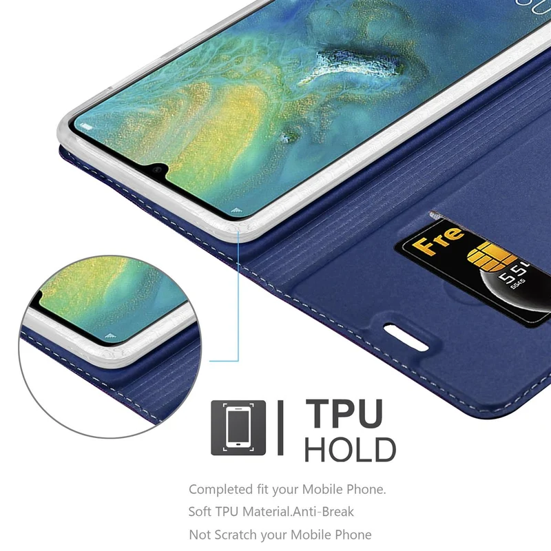 Cadorabo Hülle kompatibel mit Huawei MATE 20 Schutzhülle mit Magnetverschluss, Standfunktion und Kartenfach
