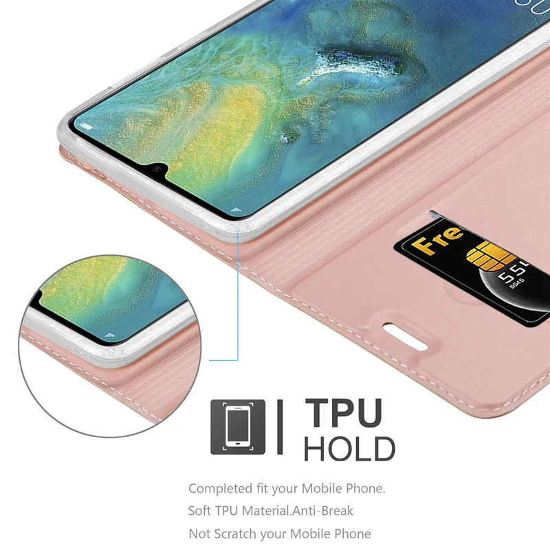 Cadorabo Hülle kompatibel mit Huawei MATE 20 Schutzhülle mit Magnetverschluss, Standfunktion und Kartenfach