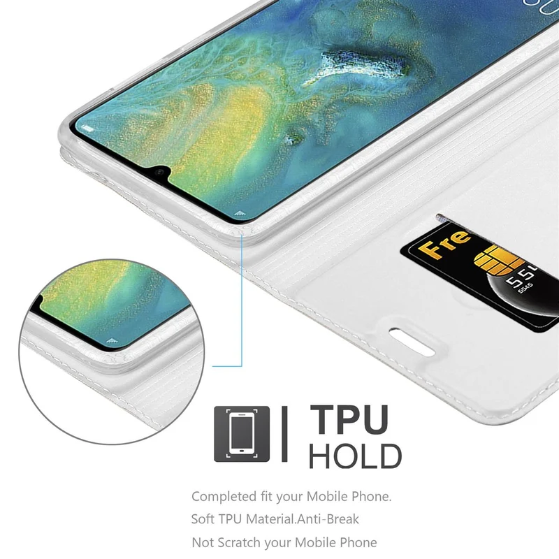 Cadorabo Hülle kompatibel mit Huawei MATE 20 Schutzhülle mit Magnetverschluss, Standfunktion und Kartenfach
