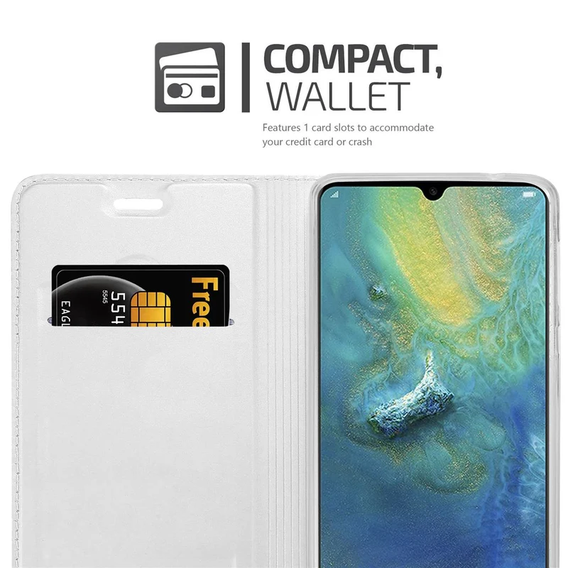 Cadorabo Hülle kompatibel mit Huawei MATE 20 Schutzhülle mit Magnetverschluss, Standfunktion und Kartenfach
