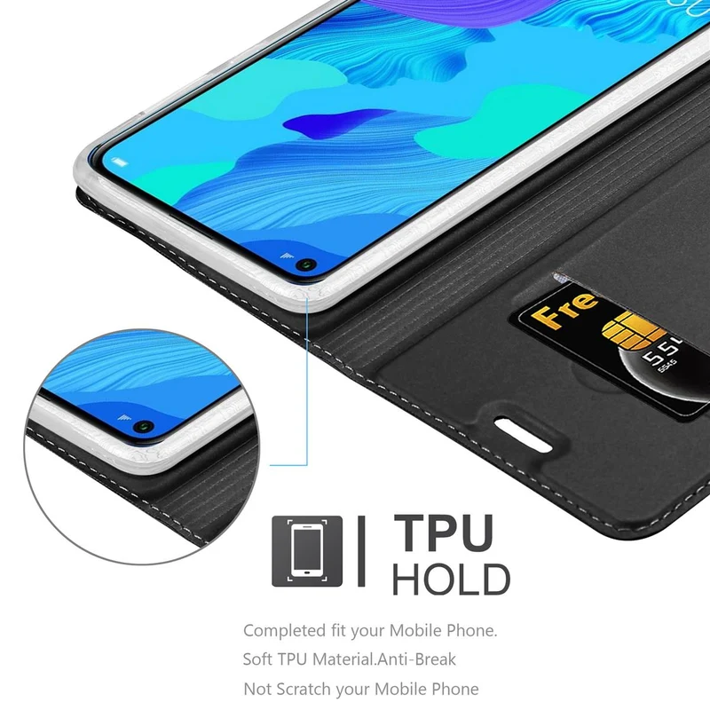 Cadorabo Hülle kompatibel mit Honor 20 / 20S / Huawei NOVA 5T Schutzhülle mit Magnetverschluss, Standfunktion und Kartenfach