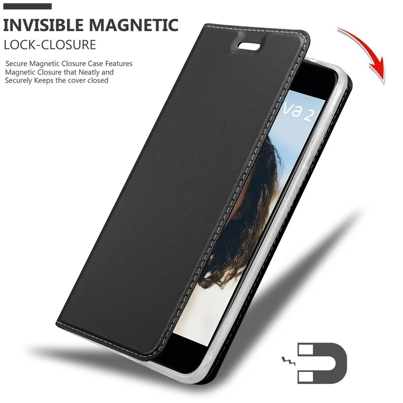 Cadorabo Hülle kompatibel mit Huawei NOVA 2 Schutzhülle mit Magnetverschluss, Standfunktion und Kartenfach