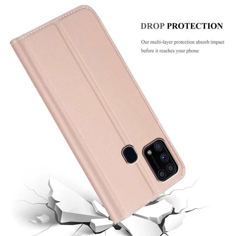 Cadorabo Hülle kompatibel mit Samsung Galaxy M31 Schutzhülle mit Magnetverschluss, Standfunktion und Kartenfach