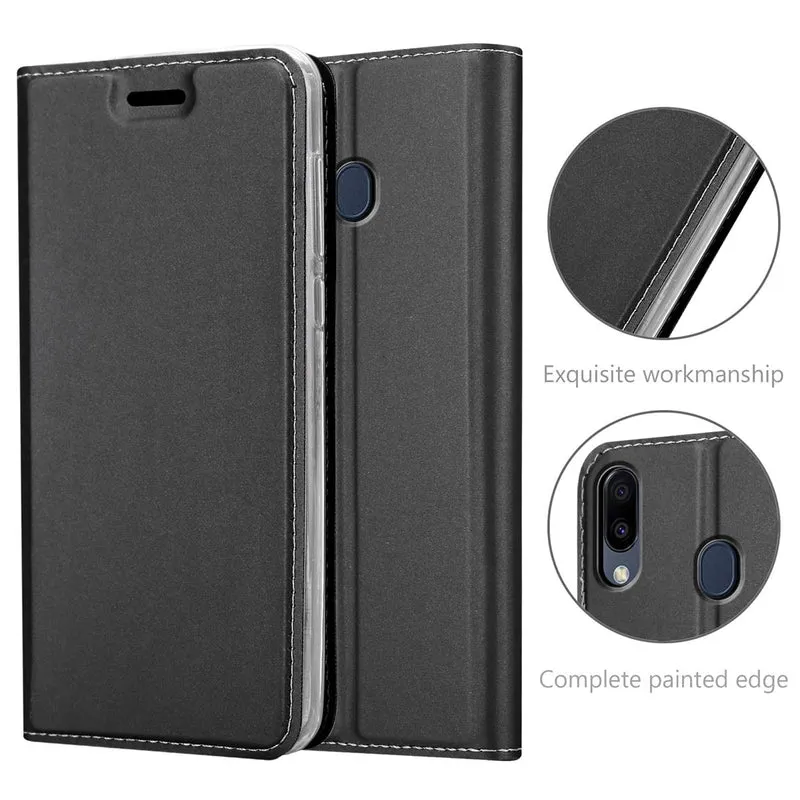 Cadorabo Hülle kompatibel mit Samsung Galaxy M20 Schutzhülle mit Magnetverschluss, Standfunktion und Kartenfach