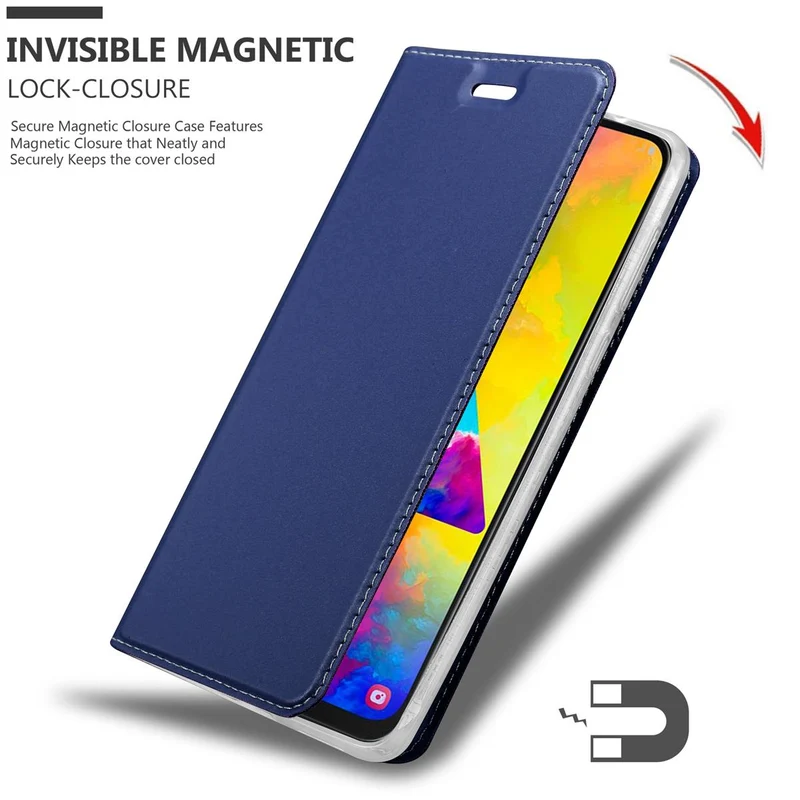 Cadorabo Hülle kompatibel mit Samsung Galaxy M20 Schutzhülle mit Magnetverschluss, Standfunktion und Kartenfach