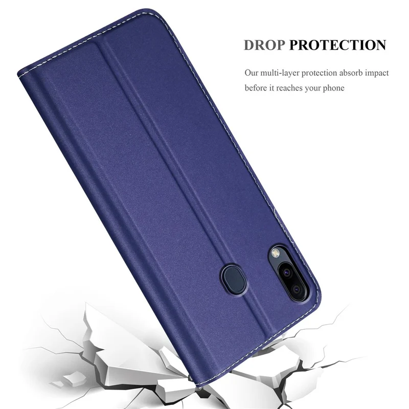 Cadorabo Hülle kompatibel mit Samsung Galaxy M20 Schutzhülle mit Magnetverschluss, Standfunktion und Kartenfach
