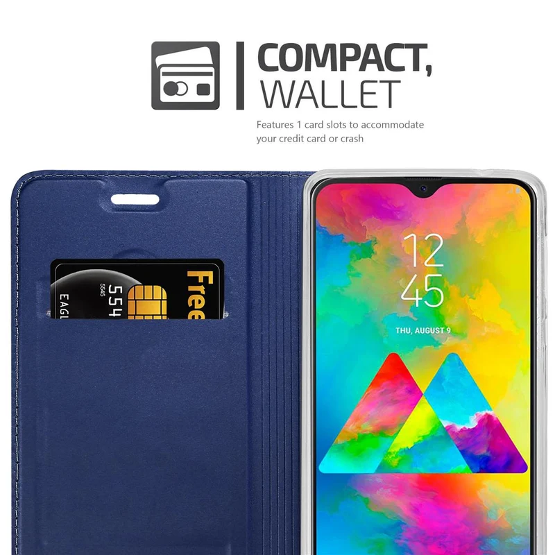 Cadorabo Hülle kompatibel mit Samsung Galaxy M20 Schutzhülle mit Magnetverschluss, Standfunktion und Kartenfach