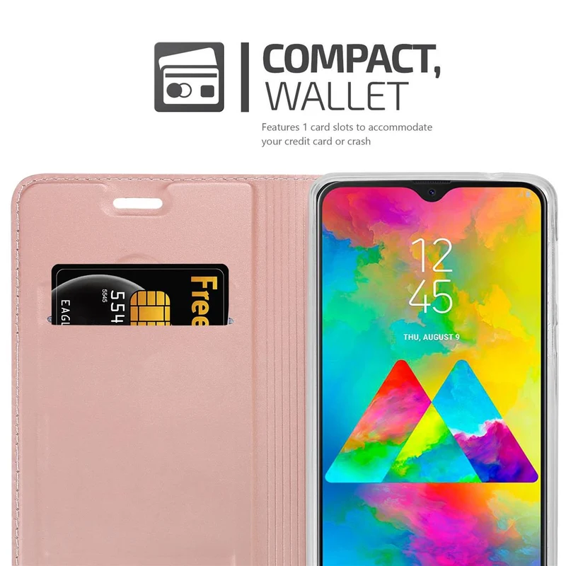 Cadorabo Hülle kompatibel mit Samsung Galaxy M20 Schutzhülle mit Magnetverschluss, Standfunktion und Kartenfach