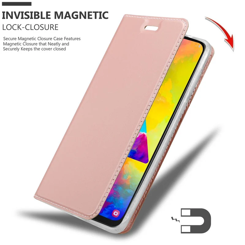 Cadorabo Hülle kompatibel mit Samsung Galaxy M20 Schutzhülle mit Magnetverschluss, Standfunktion und Kartenfach