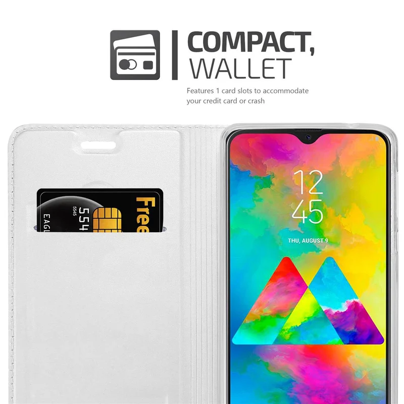 Cadorabo Hülle kompatibel mit Samsung Galaxy M20 Schutzhülle mit Magnetverschluss, Standfunktion und Kartenfach