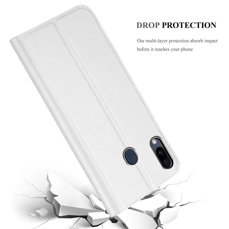 Cadorabo Hülle kompatibel mit Samsung Galaxy M20 Schutzhülle mit Magnetverschluss, Standfunktion und Kartenfach