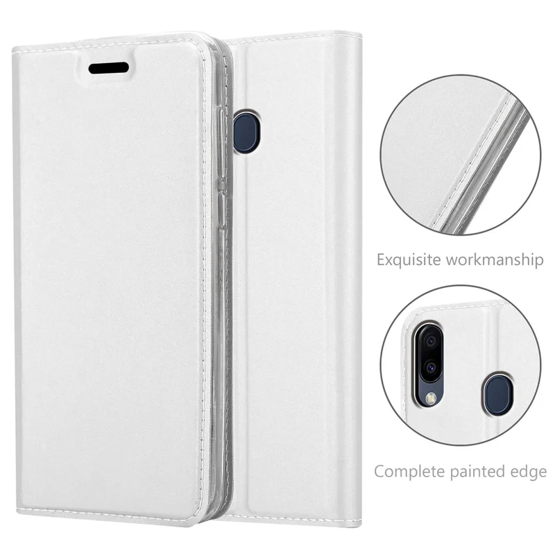 Cadorabo Hülle kompatibel mit Samsung Galaxy M20 Schutzhülle mit Magnetverschluss, Standfunktion und Kartenfach