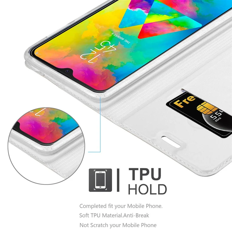 Cadorabo Hülle kompatibel mit Samsung Galaxy M20 Schutzhülle mit Magnetverschluss, Standfunktion und Kartenfach